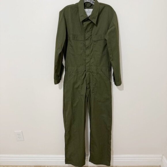 U.S. Navy Coverall Utility Green Military Jumpsuit Workwear Mechanic Zip 38R - Picture 1 of 3